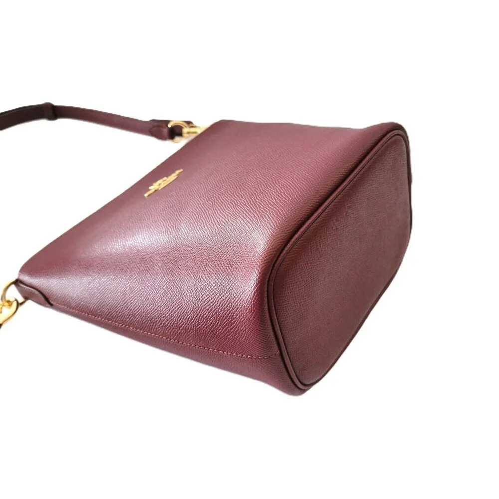 Coach CCL34 Crossgrain Leather Logan Duffle Bag Crossbody handbag Dark Wine - Picture 6 of 7